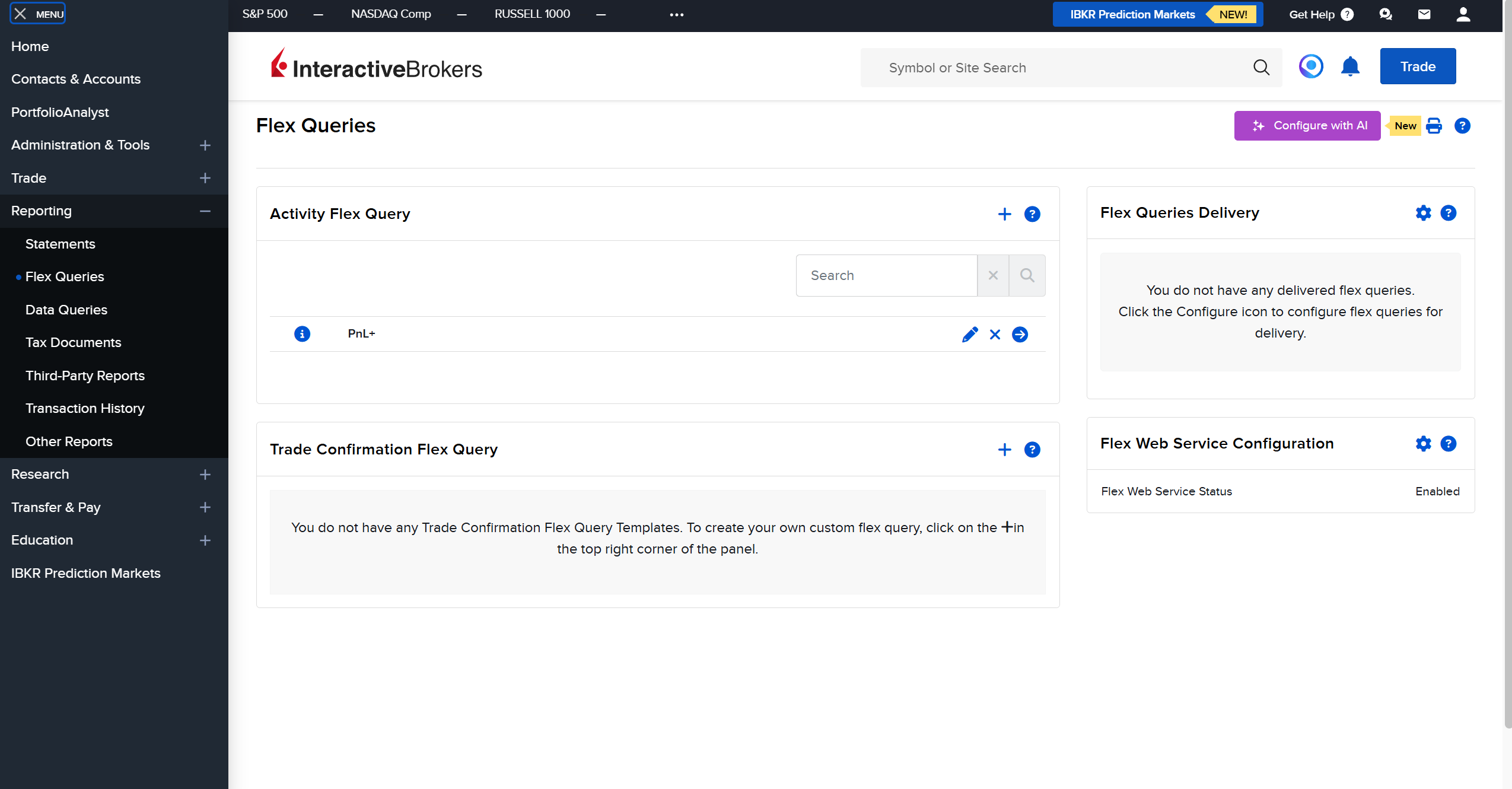 Reporting → Flex Queries